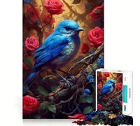 Puzzle 1000 pièces Oiseau Bleu Rose Rouge Découpe Impeccable Jeu de réflexion Amusant et Stimulant,Divertissement idéal pour Les Moments de détente,Cadeau Artistique de Noël (38x52cm)