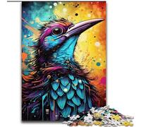 Puzzle 1000 pièces Oiseau coloré en Bois, idée Cadeau de Noël, Illustration Humoristique, Illustration détaillée 50x75cm pour Anniversaire, Vacances, Noël, Halloween