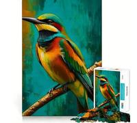 Puzzle 1000 pièces Oiseau guêpier sur Branche Peinture Jeu de précision à Assembler et à développer sa cognition Jouet Jeu de Loisirs Cadeau Amusant de Noël (38x52cm)