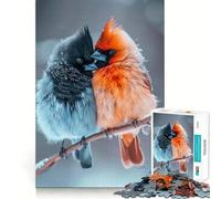 Puzzle 1000 pièces Oiseau Rouge-Gorge Bleu et Rouge Bordure Fine,Jeu de Loisirs créatifs,Décoration d'anniversaire (38x52cm)