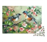 Puzzle 1000 pièces Oiseaux du Printemps pour Adultes Paper Puzzle éducatif Fleurs et Oiseaux Décoration Murale détente 38x26cm/1000pcs