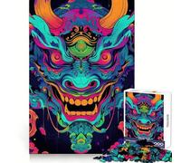 Puzzle 1000 pièces Oni Yokai Turquoise Néon pour Adultes Modèle Premium Quiet Calm Clear Cut (50x75cm)