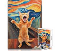 Puzzle 1000 pièces Orange Cat The Scream pour Adultes - Jeu d'adresse interactif et éducatif - Idée Cadeau Originale et significative - Dimensions 38x52cm