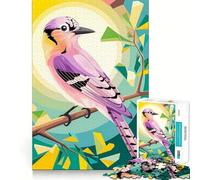 Puzzle 1000 pièces Orchidée Blush ︰ Le Geai Eurasien dans Un décor géométrique,Jeu d'articulation précis,entraînement cérébral Amusant,Jeu de détente,décoration Murale de Noël (38x26cm)