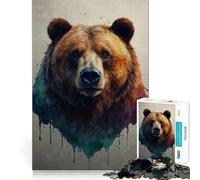 Puzzle 1000 pièces Ours Brun Aquarelle Découpe Lisse Jeu créatif Jouet Détendant Cadeau de Noël (38x26cm)