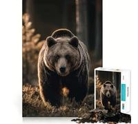 Puzzle 1000 pièces Ours Brun dans la forêt Jeu de Construction Parfait Activité cérébrale Jeu Amusant et Relaxant Décoration de Noël Amusante (38x26cm)