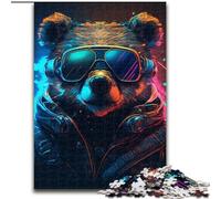 Puzzle 1000 pièces Ours Brun en Bois, Jeu interactif Familial, Casse-tête, Jouet éducatif (Taille 38x26cm)