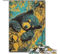 Puzzle 1000 pièces Ours Brun endormi Puzzle 1000 pièces pour Adolescents et Famille, Cadeau de Noël idéal (Taille 26x38cm)