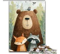 Puzzle 1000 pièces Ours Brun Renard Raton Laveur Puzzles pour Adultes 1000 pièces Un pour Noël ou Un Anniversaire (Taille 26x38cm)