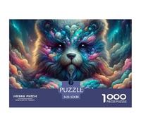 Puzzle 1000 Pièces Ours Cosmique Papier Recy rt Panda Nuageux, Idée Cadeau Maison, 52x38cm