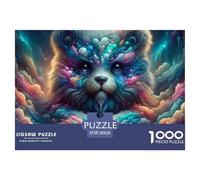 Puzzle 1000 Pièces Ours Cosmique Papier Recy rt Panda Nuageux, Jeu Anti-Stress, 38x26cm