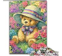 Puzzle 1000 pièces Ours en Peluche Fleur Puzzles impossibles pour Adultes Activité Adulte et familiale, Cadeau de décoration d'intérieur DIY (Taille 26x38cm)