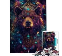 Puzzle 1000 pièces Ours Galactique Attrape-rêves Défi d'intelligence cérébrale Jouet addictif Jeu Familial Analyse et logique (Taille 38x26cm)