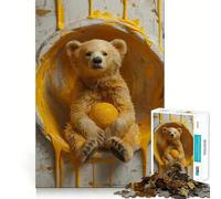 Puzzle 1000 pièces Ours Joueur Splash pour Adultes Jeu de Réflexion Intelligente Découpe Précise et Amusante Décoration Artistique (38x52cm)