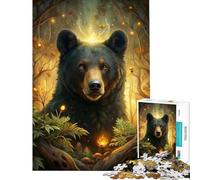Puzzle 1000 pièces Ours Mystique dans la forêt enchantée Défi éducatif mais Aussi Jouet Amusant et Humoristique Décoration Murale pour Les 14 Ans et Plus (38x52cm)