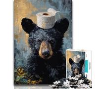 Puzzle 1000 pièces Ours Noir Jouant avec du Papier Toilette pour Adultes, Aide Le Cerveau à exercer des Jouets addictifs pour cultiver la Patience Une œuvre d'art 38x26cm