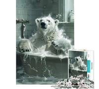 Puzzle 1000 pièces Ours Polaire Blanc Jeu de réflexion pour la Baignoire défi intellectuel Jouet addictif Cadeau d'anniversaire défi Difficile (Dimensions 38x52cm)