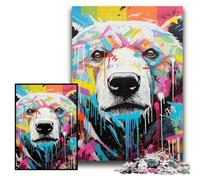 Puzzle 1000 pièces Ours Polaire Graffiti Puzzles impossibles pour Adultes 50x75cm pour Adolescents et familles, décoration DIY Parfaite et défi cérébral
