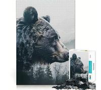 Puzzle 1000 pièces Ours Sentinelle de la Forêt,Jeu Cognitif,Cadeau,Scène de Noël Décorative et Amusante (50x75cm)
