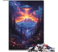 Puzzle 1000 pièces OVNI dans Les Nuages de Montagne Puzzles en Carton, Casse-tête DIY Stimulant, Jeu Familial interactif 1000 pièces(26x38cm)