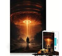 Puzzle 1000 pièces OVNI Enlèvement Extraterrestre Découpe soignée Décoration Jeu de logique et de Calme Décoration de Noël Cadeau (38x52cm)