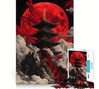 Puzzle 1000 pièces Pagode de la Lune Rouge pour Adolescents Jeu de Puzzle Stimulant la réflexion, activité de Groupe, Assemblage Artistique, Cadeau Classique (38x52cm)