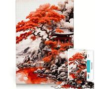 Puzzle 1000 pièces Pagode du Fleuve Rouge pour Adolescents Jeu de logique Pure, Relaxant et Facile à découper Pièce d'art de qualité (38x26cm)