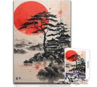 Puzzle 1000 pièces Pagode du Soleil Rouge - Jeu d'éveil ludique et éducatif - Cadeau Unique pour Les fêtes - Dimensions 38x26cm