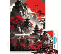 Puzzle 1000 pièces Pagode Montagne Soleil pour Adolescents Jeu Intelligent et divertissant Image à Assembler (38x52cm)