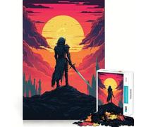 Puzzle 1000 pièces Paladin Guerrier Pixel Art pour Adultes pour Les Jeux de réflexion et de Loisirs Qualité supérieure Joli présent (38x52cm)