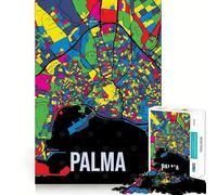 Puzzle 1000 pièces Palma de Majorque,Carte de Ville Pop Art,précis,Jeu d'articulation Amusant et Stimulant pour l'esprit,Jeu de Paix,décoration de Noël (50x75cm)