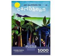 Puzzle 1000 Pièces Pan Am Caribbean Travel Puzzles pour Adultes Améliore La Mémoire Interaction Parent-Enfant Casse-tête Jeux De Société 38x26cm/1000pcs