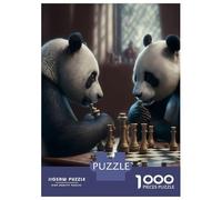 Puzzle 1000 Pièces Panda Bears Playing Chess pour Adolescents - Jeu De Réflexion - Cadeaux pour Femmes - Idées Cadeaux Uniques pour Un Anniversaire Ou Noël 38x26cm/1000pcs