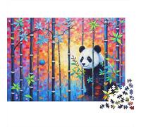 Puzzle 1000 pièces Panda dans la forêt de bambous | Panda Mignon | Exercice cérébral & soulagement du Stress | Carton épais | pour Femmes & Hommes | Cadeau de déménagement | 38x26cm