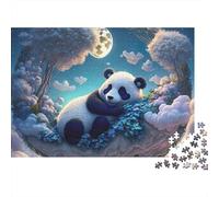 Puzzle 1000 pièces Panda Dormant sous la Lune - Jeu éducatif pour Adultes - Décoration élégante - Niveau de difficulté Stimulant - Idéal pour Un Anniversaire - 38 x 26 cm - 1000 pièces