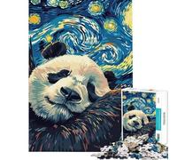 Puzzle 1000 pièces Panda endormi sous Un Ciel étoilé Un défi éducatif Amusant et Humoristique Décoration Murale pour Les 14 Ans et Plus (50x75cm)
