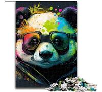 Puzzle 1000 pièces Panda Fantaisie, Puzzle Difficile pour Adultes, Interaction familiale et Cadeau Amusant, Design Abstrait Vibrant (Taille 50x75cm)