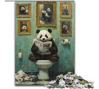 Puzzle 1000 pièces Panda Go Toilettes en Bois, Niveau débutant, idéal pour Les Anniversaires et Les fêtes, 50x75cm, pour Un Jeu interactif en Famille