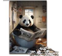 Puzzle 1000 pièces Panda lisant Un Journal. Puzzle 1000 pièces pour Adultes, idéal pour Les Adolescents et Les familles pour Les fêtes (Taille 38x26cm).