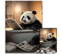 Puzzle 1000 pièces Panda lisant Un Journal, Puzzle en Bois pour Adultes, Jeu Familial interactif, décoration d'intérieur, Cadeau Casse-tête 50x75cm/19,68x29,52 Pouces