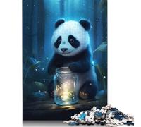 Puzzle 1000 pièces Panda Mignon, Puzzle Phosphorescent pour Adultes, difficulté : Jeux relaxants, Jouet, Cadeau d'halloween (75 x 50 cm)