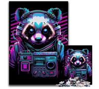 Puzzle 1000 pièces Panda Néon, activité ludique et stimulante en Famille, défi cérébral, pour Adolescent (50 x 75 cm)