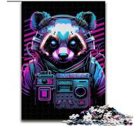 Puzzle 1000 pièces Panda Néon en Bois, Niveau débutant, idéal pour Les Anniversaires et Les fêtes, 50x75cm, idéal pour Une soirée de Jeux en Famille.