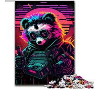 Puzzle 1000 pièces Panda Néon en Carton pour Adultes, Taille 26x38cm, idéal pour décorer et stimuler Le Cerveau.