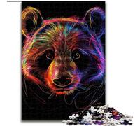 Puzzle 1000 pièces Panda Néon Puzzles en Carton, Design Complexe pour Adolescents, décoration DIY et Divertissement Stimulant pour Le Cerveau 1000 pièces(26x38cm)