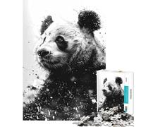 Puzzle 1000 pièces Panda Noir et Blanc Portrait Aquarelle Activités Amusantes à la Maison Défi Difficile Jeu Impossible pour Les 14 Ans et Plus (38x52cm)