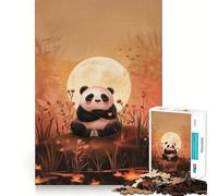 Puzzle 1000 pièces Panda paisible et Lune pour Adolescents Développement de la mémoire Conception Anti-Stress Cadeau touchant (38x26cm)