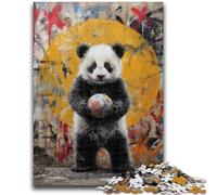 Puzzle 1000 pièces Panda Peinture à l'huile Jeu éducatif Défi Jouet Décoration Murale Cadeaux d'anniversaire et de Noël Uniques 50x75cm