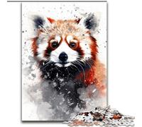 Puzzle 1000 pièces Panda Roux Aquarelle pour Adolescents, Anti-Stress, Vacances à la Maison, avec Affiche et fiche de Questions-réponses Assorties (26x38cm)