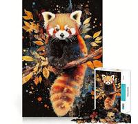 Puzzle 1000 pièces Panda Roux Aquarelle pour Adultes Stimule la mémoire, Plaisir en Groupe, Bords Nets, Cadeau élégant (38x52cm)